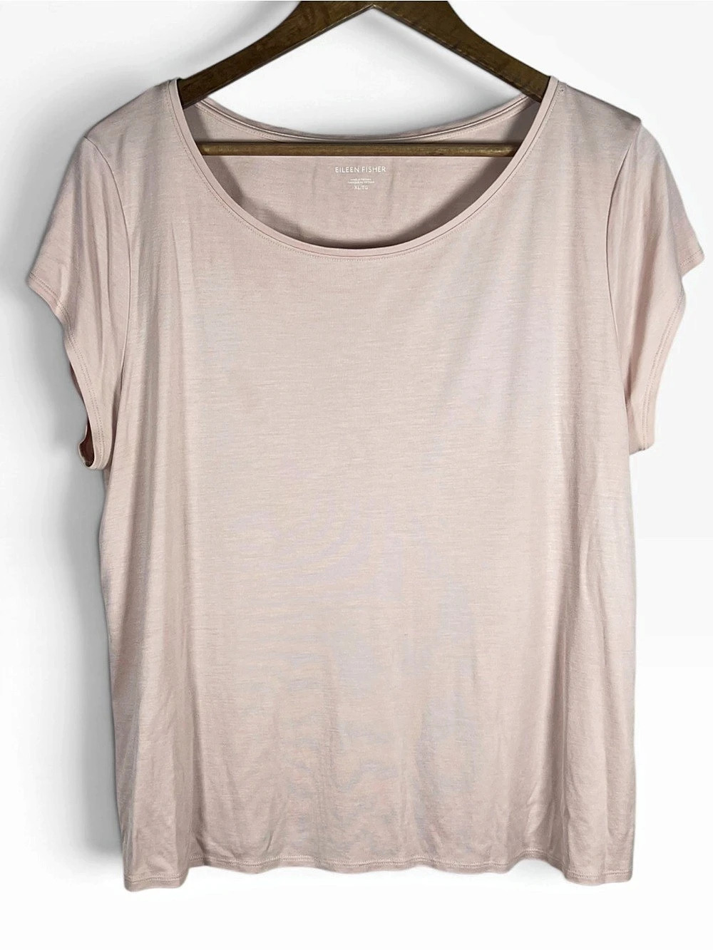 Eileen Fisher Blush Pink 100% Tencel Lyocell Scoop Neck Tee Womens XL Lagenlook